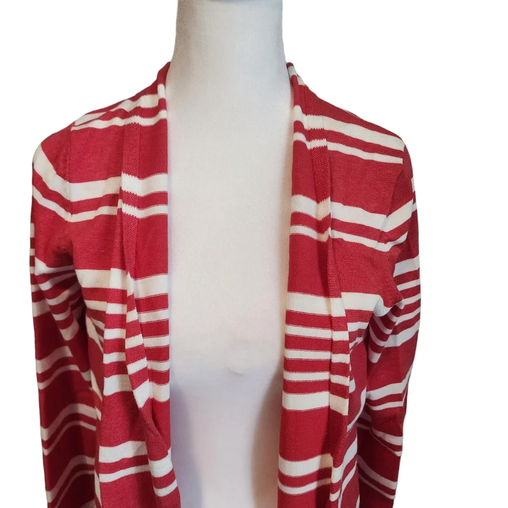 NEW Cyrus Lightweight Peony Open Front Striped Long Cardigan - Picture 2 of 6